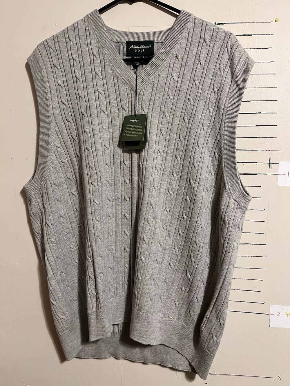 Eddie Bauer Golf Cabled Solid Vest, Gray Large